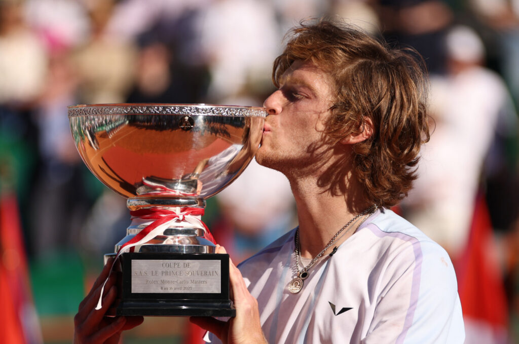 Andrey Rublev with 2023 Monte-Carlo Masters Trophy