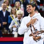 Alexei Popyrin with trophy after winning the National Bank Open in Montréal - August 13, 2024.