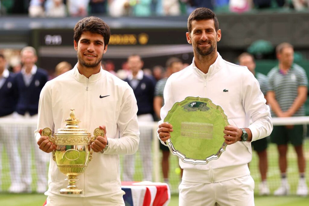 Novak Djokovic and Carlos Alcaraz at Wimbledon